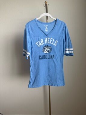 Pro Edge Light Blue V-Neck Fan Tee with White Print